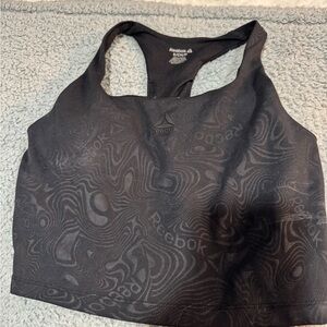 reebok black racerback tank with design